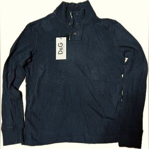 Dolce & Gabbana D&G Long Sleeve Polo Shirt Soft Terry Cotton 20” Pit to Pit